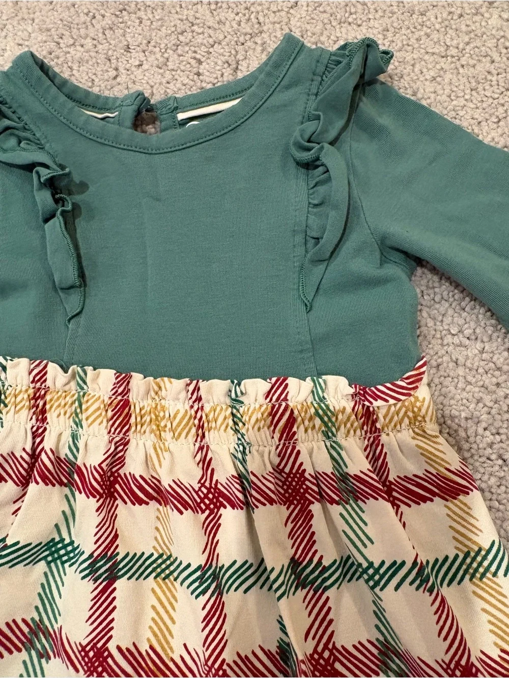 Ruffle Butts Green Ruffle Top Plaid Skirt Dress